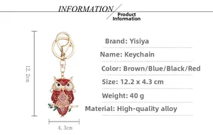Detailed size and weight guide for the colorful owl keychain with alloy specifications