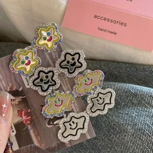 Colorful Rhinestone Smiley Face Cloud Star Hair Clips Alloy Y2K Dopamine Style Sweet Cool Girls Bangs Clip Hair Accessories