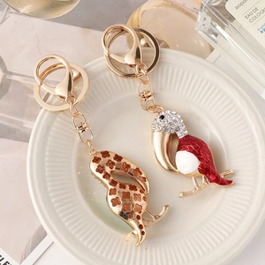 Chic rhinestone toucan bird keychain with colorful enamel for women bag accessories
