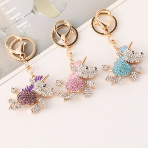 Simpatico Portachiavi con Momonte Unicorno Strass in Lega Smaltata Ciondolo per Borsa Animali Ciondolo per Chiavi Auto per Donna Ragazza Gioielli Regalo