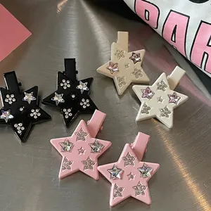 Y2K Star Hair Clip Sparkling Zircon Alloy Star Shape Duckbill Clip For Women Sweet Rhinestone Bangs Clip Decorative Jewelry