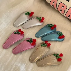 Handgefertigte Perlen Kirsch Haarklammern Süße Frucht BB Clips Für Damen Mädchen Stoffüberzogene Haarnadeln Haarschmuck