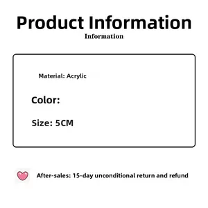 Detailed size chart showing 5CM acrylic hair clip dimensions and material specifications