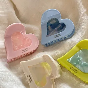 Elegant Acetate Heart Hair Claw Clip Marble Texture French Style Hollow Out Hair Accessories For Women Daily Hair Claws