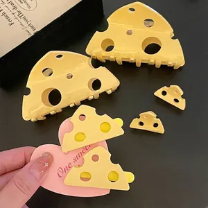Pince à Cheveux Mignonne Tranche de Fromage en Acrylique Brillant Jaune Accessoires de Cheveux pour Femmes Enfants Bijoux Mode