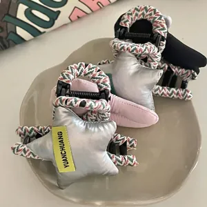 Sweet Y2K Rabbit Plush Star Hair Claw Clip For Women Silver Satin Star Black Rabbit Hair Clip Fashion Hair Accessories