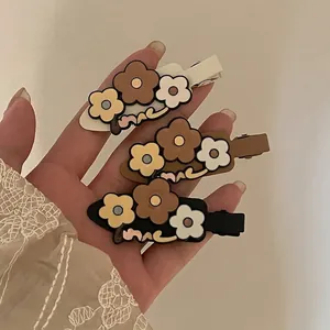 Pince à Cheveux Bec de Canard en Métal Style Coréen Couleur Thé au Lait Barrettes Pour Femmes Accessoires Mode
