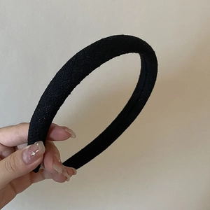 Serre-tête français rétro en tweed noir rembourré pour une coiffure élégante et chic