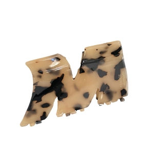 Elegant M-shaped tortoise shell acetate hair claw clip with glossy handmade finish