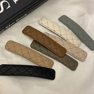Barrettes à Cheveux en Cuir PU Matelassé pour Femmes Pinces à Franges Rectangulaires Minimalistes Accessoires de Cheveux Mode