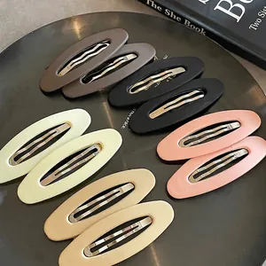 Alloy Plastic Matte Frosted Oval BB Hair Clips Korean Style Simple Geometric Side Slide Bangs Hair Pins For Women Girls Accessory