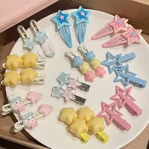 Carini Fermagli per Capelli Stella Nuvola Donna Ragazza Colore Macaron Acrilico Clip Becco Anatra Mollette Capelli Quotidiano