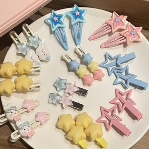 Set di fermagli per capelli a stella rosa con simpatiche clip in resina colorata