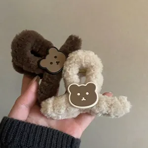 Herbst Winter Plüsch Bär Haarklammer Für Damen Süße Kunstpelz Haifisch-Clip Cartoon Tier Haarnadel Styling Haar Zubehör