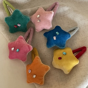 Lot de six barrettes étoiles en velours coloré avec strass pour filles et femmes