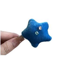 Barrette à cheveux étoile en velours bleu avec strass colorés pour femmes élégantes