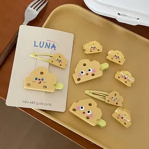 Pince à Cheveux Mignonne Forme Fromage de Dessin Animé en Résine Jaune Barrette Latérale Géométrique Accessoires Pour Femmes Filles