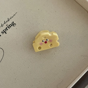 Pince à cheveux mignonne en forme de fromage jaune avec visage de dessin animé