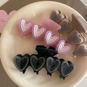 French Sweet Heart Pattern Large Hair Claw Clip Acetate Jelly Color Shark Clip Fashion Hair Styling Accessories For Women