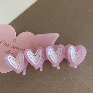 French jelly pink heart hair claw clip for women stylish shark clip hair accessories