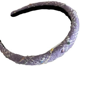 Elegant purple tweed headband with colorful woven fibers for women in a classic style