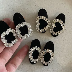 Barrettes à cheveux en velours français avec diamants carrés en forme de cœur