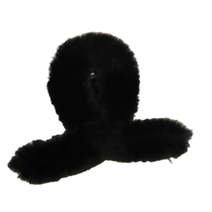 Pince à cheveux élégante en fausse fourrure de lapin noire pour femmes