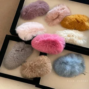 Lot de barrettes à cheveux colorées en fausse fourrure pelucheuse en neuf nuances