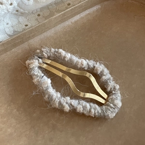 Barrette à cheveux BB en tricot en forme de nuage beige et gris, design vintage