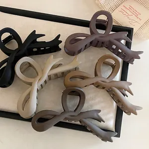 Pince à Cheveux Nœud en Acrylique Mat Grande Pince Requin pour Femmes Accessoires de Cheveux Élégants Mode Quotidien