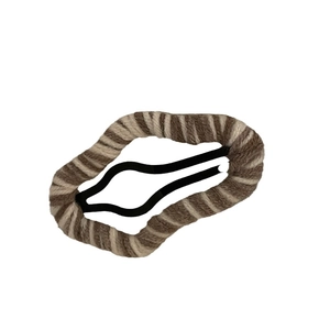 Cloud-shaped knit wool BB hair clip with brown and beige stripes for autumn/winter