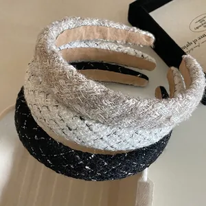 Three-piece set of elegant French vintage tweed padded headbands in classic chic colors