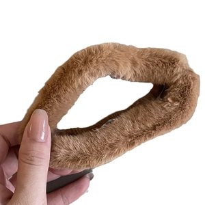 Brown plush faux fur hair claw clip for autumn winter hair styling accessory