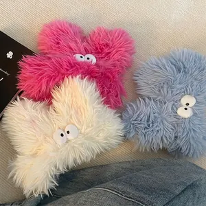 Bandeau Drôle en Peluche Yeux de Monstre Doux Fausse Fourrure Oreilles d'Animaux Accessoires Cheveux pour Femmes Maquillage