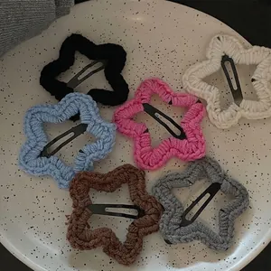Pince à Cheveux Étoile en Laine Tricotée à la Main pour Femmes Filles Clip BB en Forme d'Étoile Mignon Épingle à Cheveux