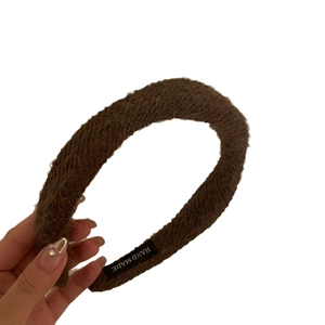 Serre-tête en peluche marron avec étiquette faite main pour la coiffure quotidienne des femmes