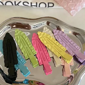 Hammered Metal Duckbill Hair Clips For Women Korean Style Candy Color No Mark Side Bangs Clips Fashion Hair Accessories