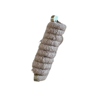 Gray woolen spiral telephone wire hair tie with silver metal clips for ponytail styling