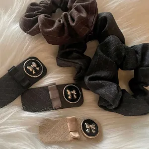 Vintage Plaid Fabric Hair Clip Striped Hair Scrunchies Bow Knot Alloy Hair Accessories For Women Daily Commute Elegant Headwear