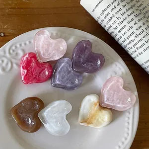 Sweet Heart Shaped Marble Pattern Hair Clip Acrylic Duckbill Clip Bangs Clip Fashion Hair Accessories For Women Girls