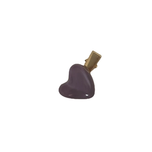 Cute Korean style deep purple heart hair clip with a minimalist matte golden metal duckbill base