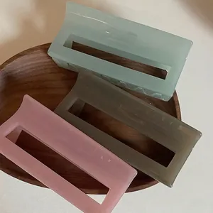 Elegant Rectangular Acetate Hair Claw Large Geometric Hollow Shark Clip For Women French Style Handmade Hair Accessories