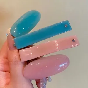 Vintage Jelly Texture Oval Hair Clip For Women Fashion Geometric Acrylic Duckbill Clip With Rhinestone Decorative Hairpin Hair Accessories