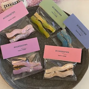 Handmade Acrylic Wave Marble Texture Hair Clips Candy Color Duckbill Clips Elegant Commuter Hair Accessories For Women