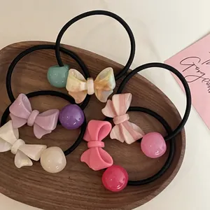 Elastico per Capelli con Fiocco Dolce per Ragazze Moda Resina Perla Decor Stile Coreano Fascia Capelli Accessori Donna