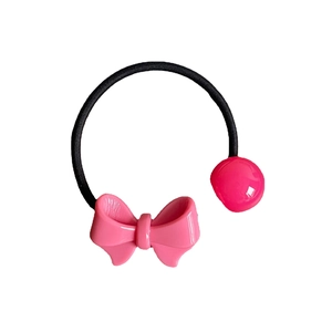 Elastico per capelli con fiocco rosa in resina lucida per ragazze e donne