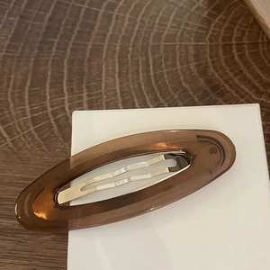 Barrette à cheveux rétro ovale en acrylique ambré translucide pour femme chic