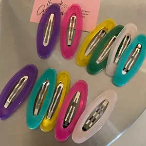 Y2K Candy Color Oval Hair Clips For Women Girls Sweet Cool Fabric Alloy Snap Clips Side Bangs Hairpins Fashion Hair Accessories