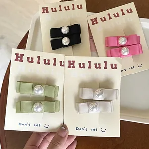 Dolci Fermagli per Capelli a Fiocco in Nastro di Raso Con Künstliche Perle Sintetiche per Donna Ragazza Clip a Becco d'Anatra Accessori Capelli