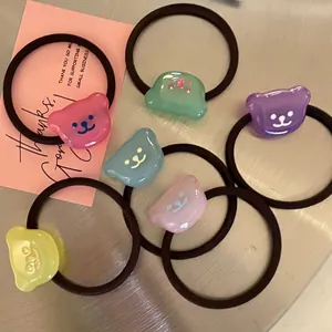 Süße Cartoon Bär Elastische Haarbänder Für Damen Mädchen Koreanischen Stil Harz Ornament Süße Pferdeschwanz Halter Tägliche Haar Accessoires
